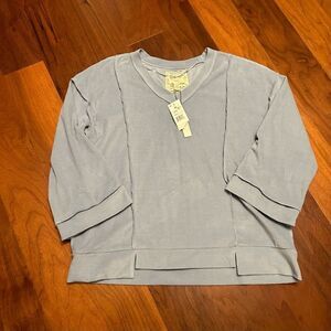 Cupio women’s waffle 3/4 sleeve top size XL NWT in Bluegale Style BK1w997‎